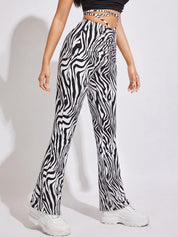 Kotty Women Printed Relaxed Flared High-Rise Easy Wash Bootcut Trousers