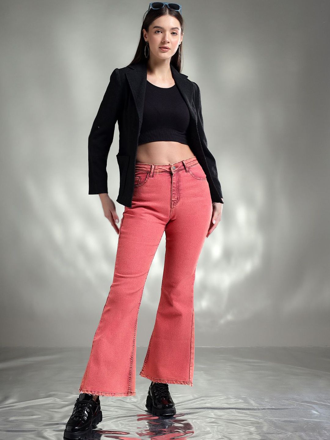 Kotty Women Jean Flared High-Rise Stretchable Jeans