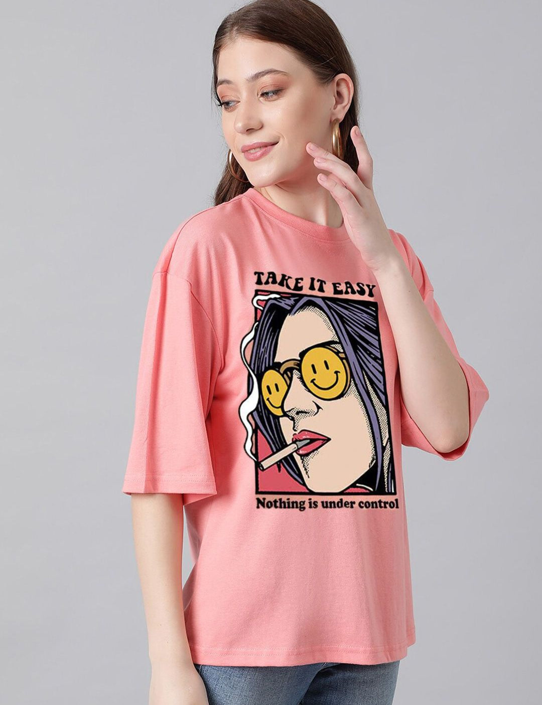 KOTTY Basics Graphic Printed Oversized T-shirt