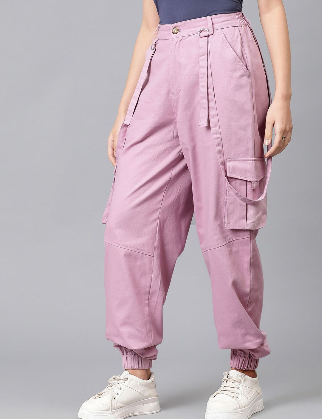 CURVE BY KOTTY Women Relaxed High-Rise Easy Wash Cargos Trouser