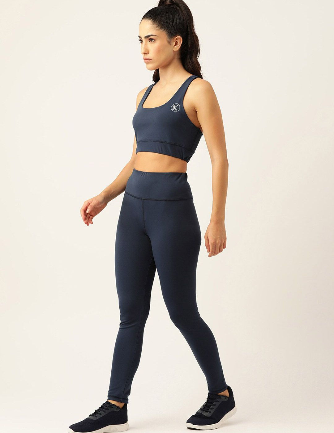 Kotty Women Navy Blue High-Rise Sports Bra & Tights