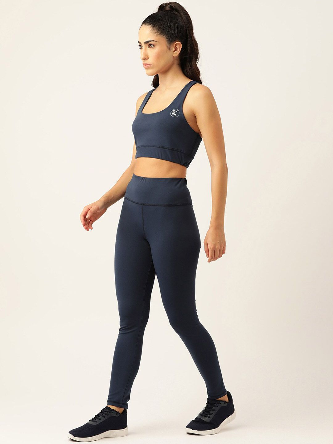 Kotty Women Navy Blue High-Rise Sports Bra & Tights