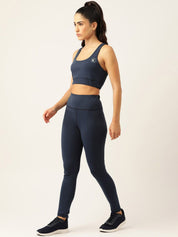 Kotty Women Navy Blue High-Rise Sports Bra & Tights