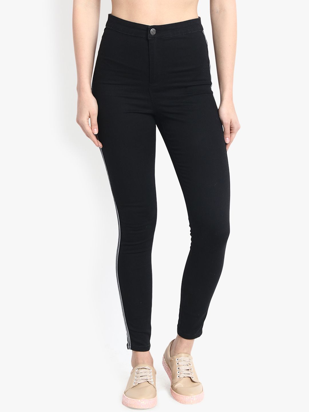 Kotty Women Black Skinny Fit High-Rise Clean Look Stretchable Jeans