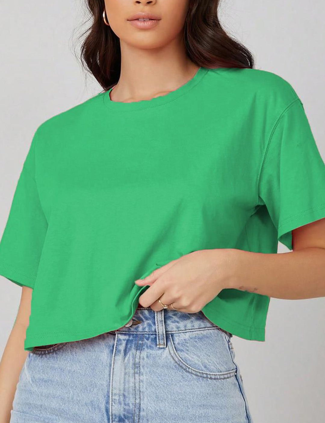 KOTTY Basics Women Solid Round Neck  Oversized T-shirt