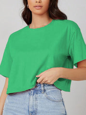 KOTTY Basics Women Solid Round Neck  Oversized T-shirt