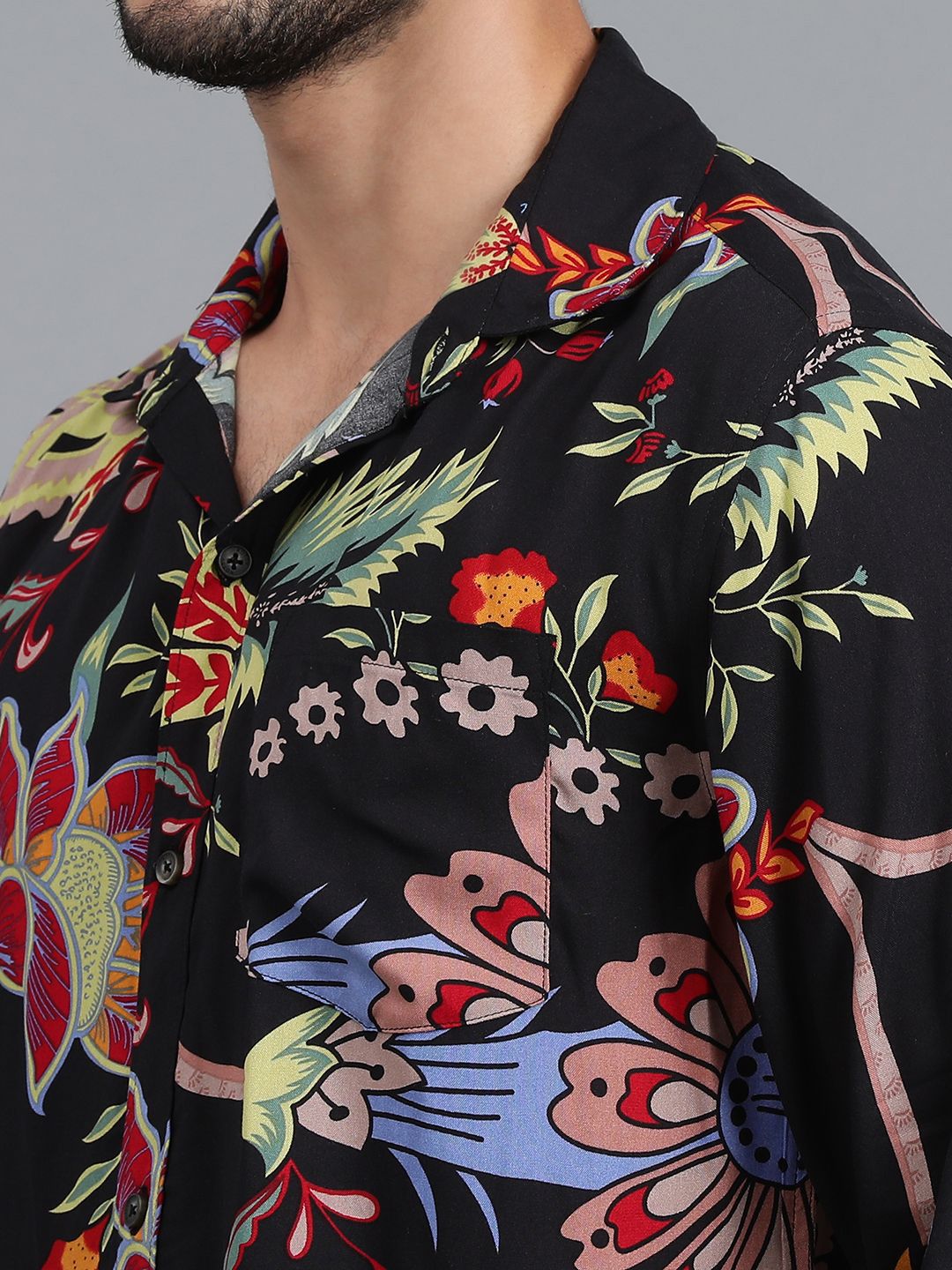 Kotty Black New Floral Printed Casual Shirt