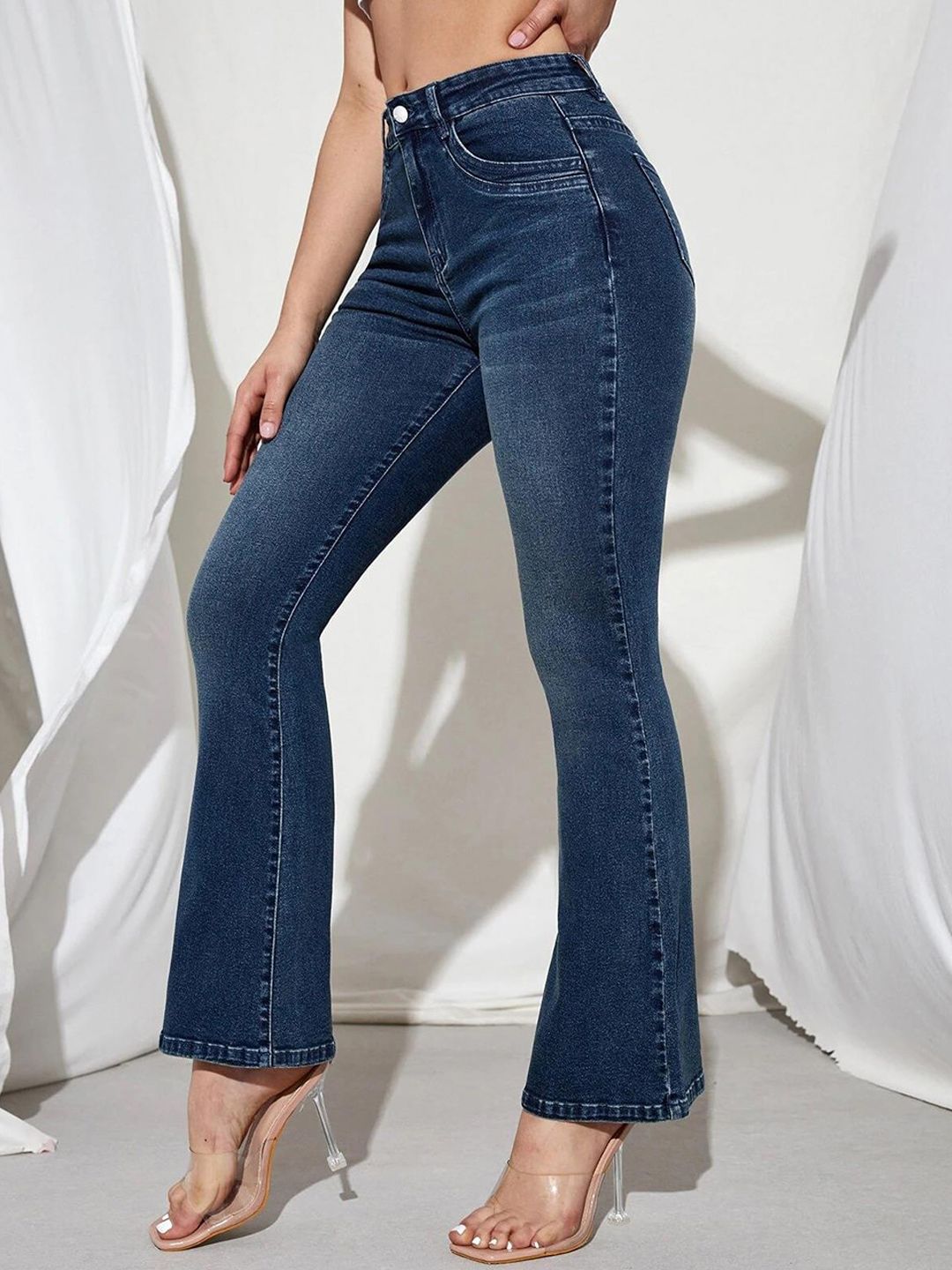 Kotty Women Jean Bootcut High-Rise Light Fade Stretchable Jeans