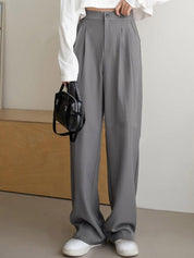 Kotty Women Straight Fit High-Rise Easy Wash Pleated Trousers