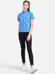 Kotty Women Blue Printed Pure Cotton Top