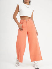 Kotty Women Orange Jean Flared High-Rise Stretchable Jeans