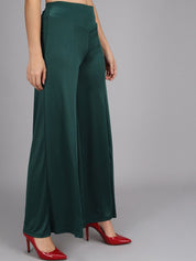 Kotty Women Olive Green Flared High-Rise Parallel Trousers