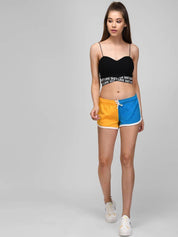 Kotty Women Colourblocked Relaxed Fit Mid-Rise Sports Shorts 