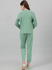 Kotty Green Collarless Long Sleeves Blazer With Trousers