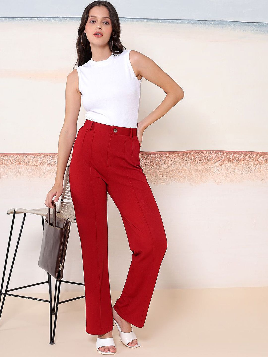 Kotty Relaxed-Fit Round Neck Crop-Top With Trousers Co-Ords

