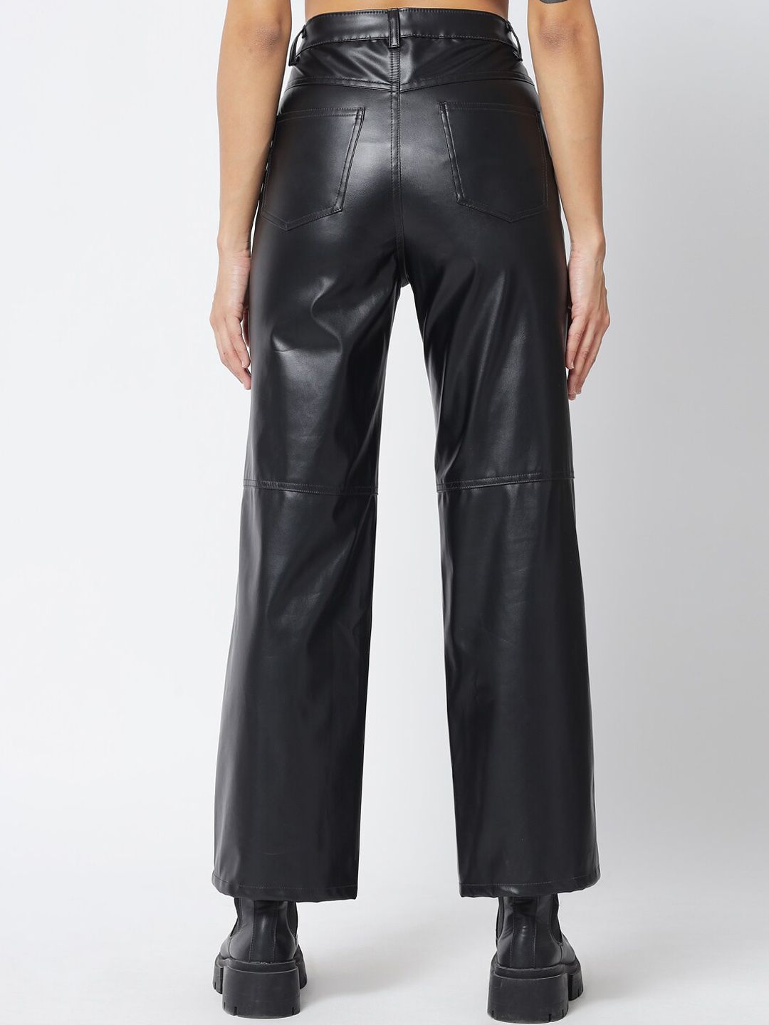 Kotty Women Black Relaxed Straight Fit Parallel Trousers