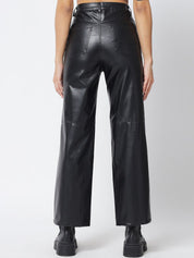 Kotty Women Black Relaxed Straight Fit Parallel Trousers