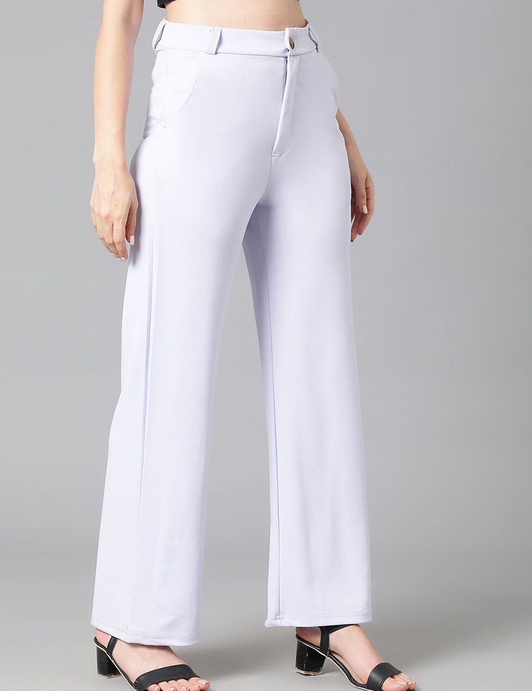 KOTTY BIZwear Women Purple Relaxed Straight Leg Straight Fit High-Rise Easy Wash Parallel Trousers