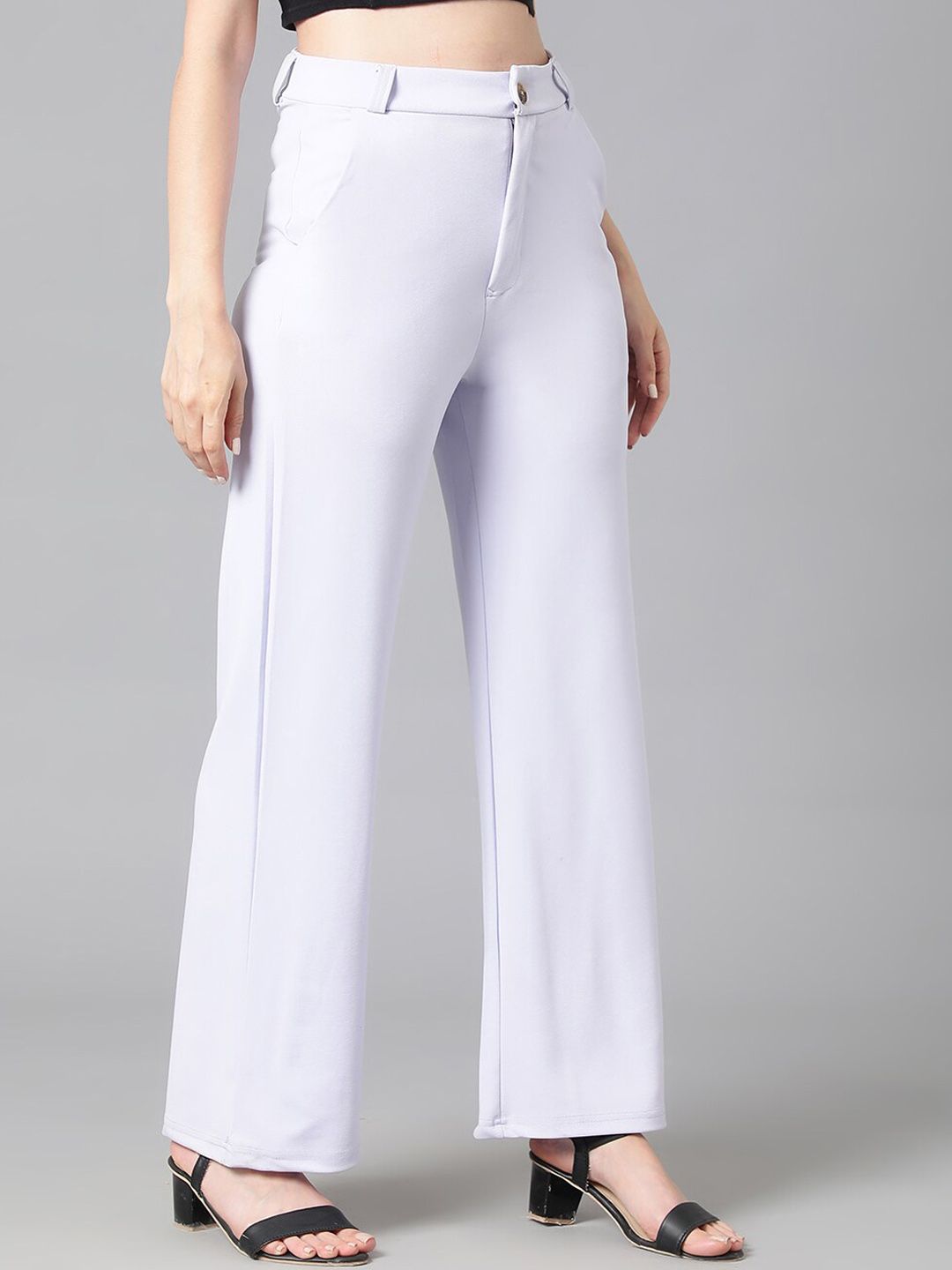 KOTTY BIZwear Women Purple Relaxed Straight Leg Straight Fit High-Rise Easy Wash Parallel Trousers