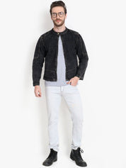 Kotty Men Black Solid Denim Jacket