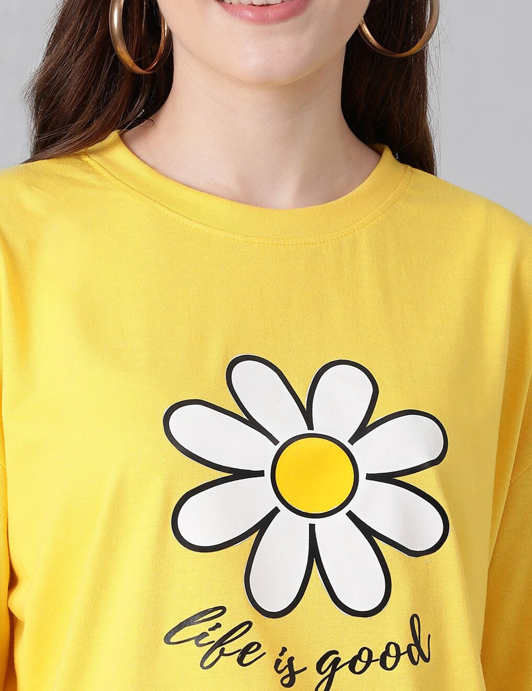 KOTTY Basics Graphic Printed Drop Shoulder Sleeves Oversized T-shirt