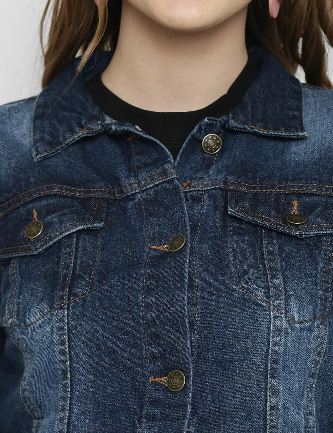 Kotty Women Blue Printed Denim Jacket