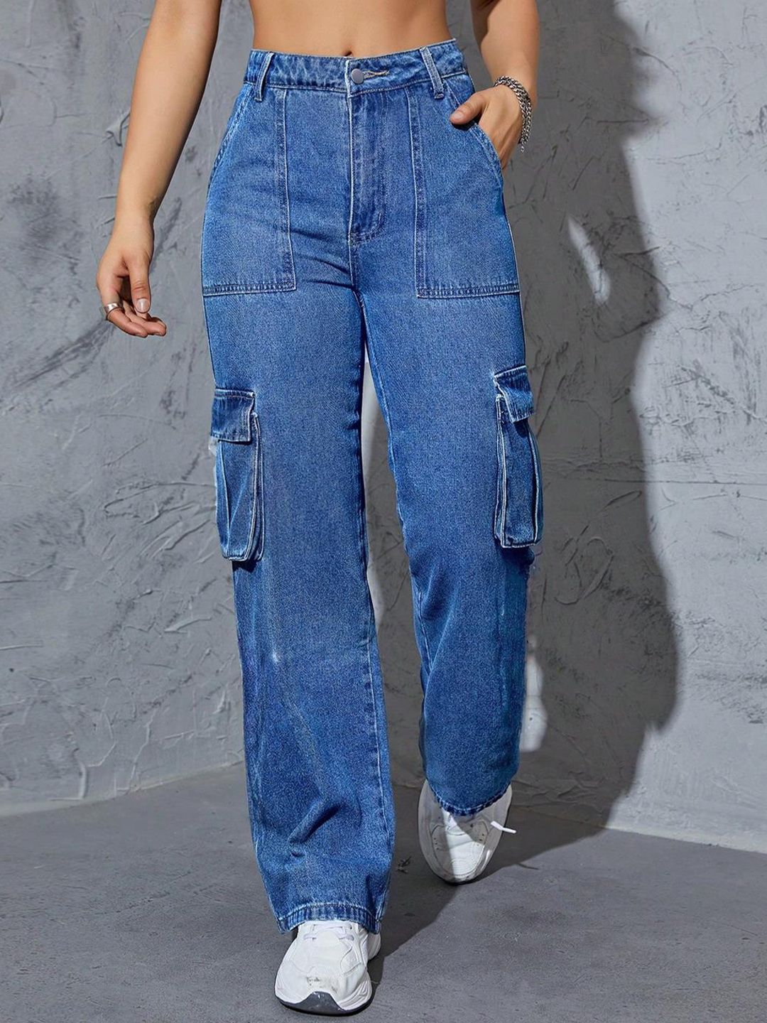 Kotty Women Blue Jean Straight Fit High-Rise Stretchable Jeans