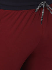 Kotty Men Maroon & Navy Blue Colourblocked Track Pants