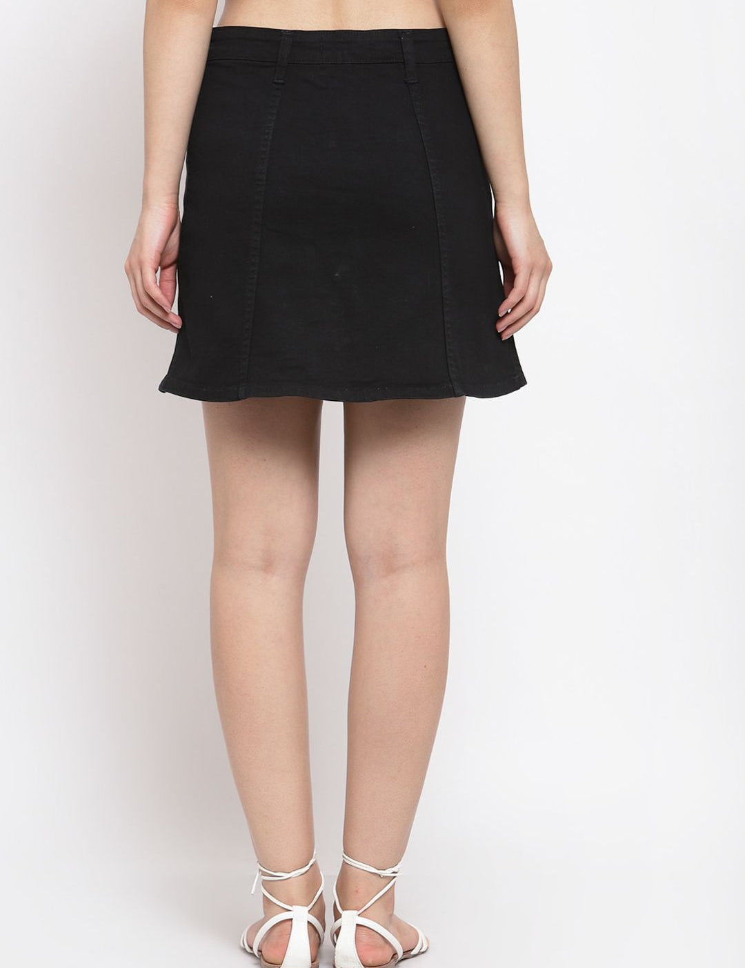 Kotty Women Black Solid A-Line Mini Skirt