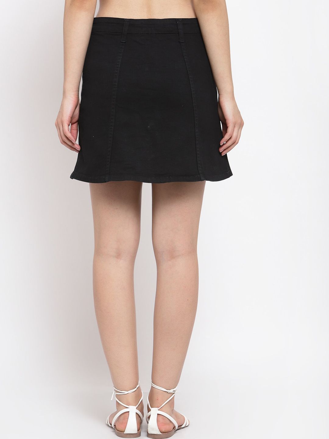 Kotty Women Black Solid A-Line Mini Skirt