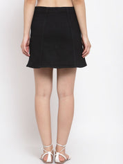Kotty Women Black Solid A-Line Mini Skirt