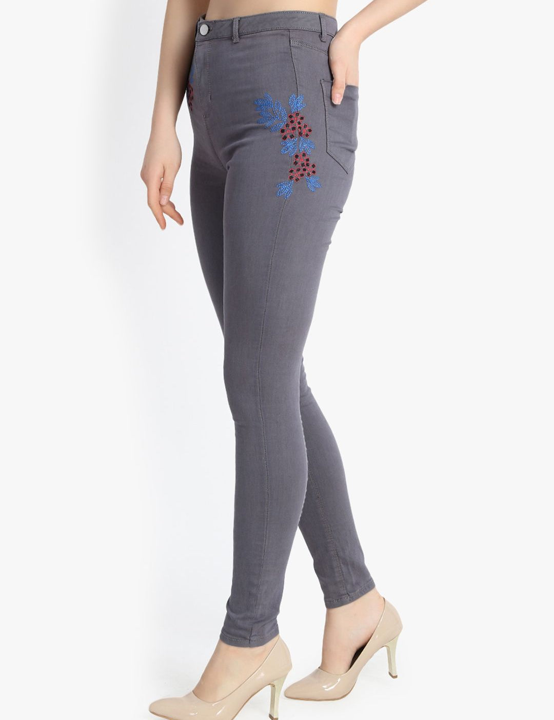 Kotty Women Grey Skinny Fit High-Rise Clean Look Stretchable Jeans