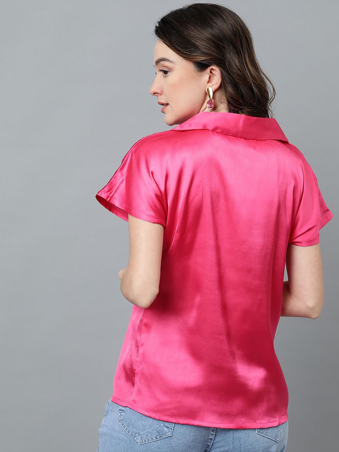 Kotty Pink Cuban Collar Casual Shirt