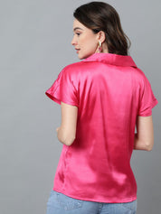 Kotty Pink Cuban Collar Casual Shirt