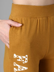 Kotty Women Mustard Yellow & White Printed Joggers