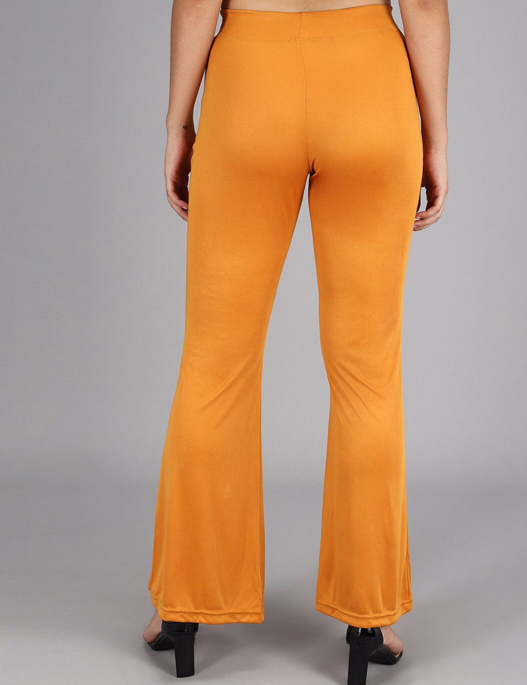 Kotty Women Yellow Flared High-Rise Bootcut Trousers
