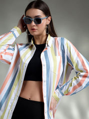 Kotty Women Spread Collar Graphic Printed Cotton Casual Shirt