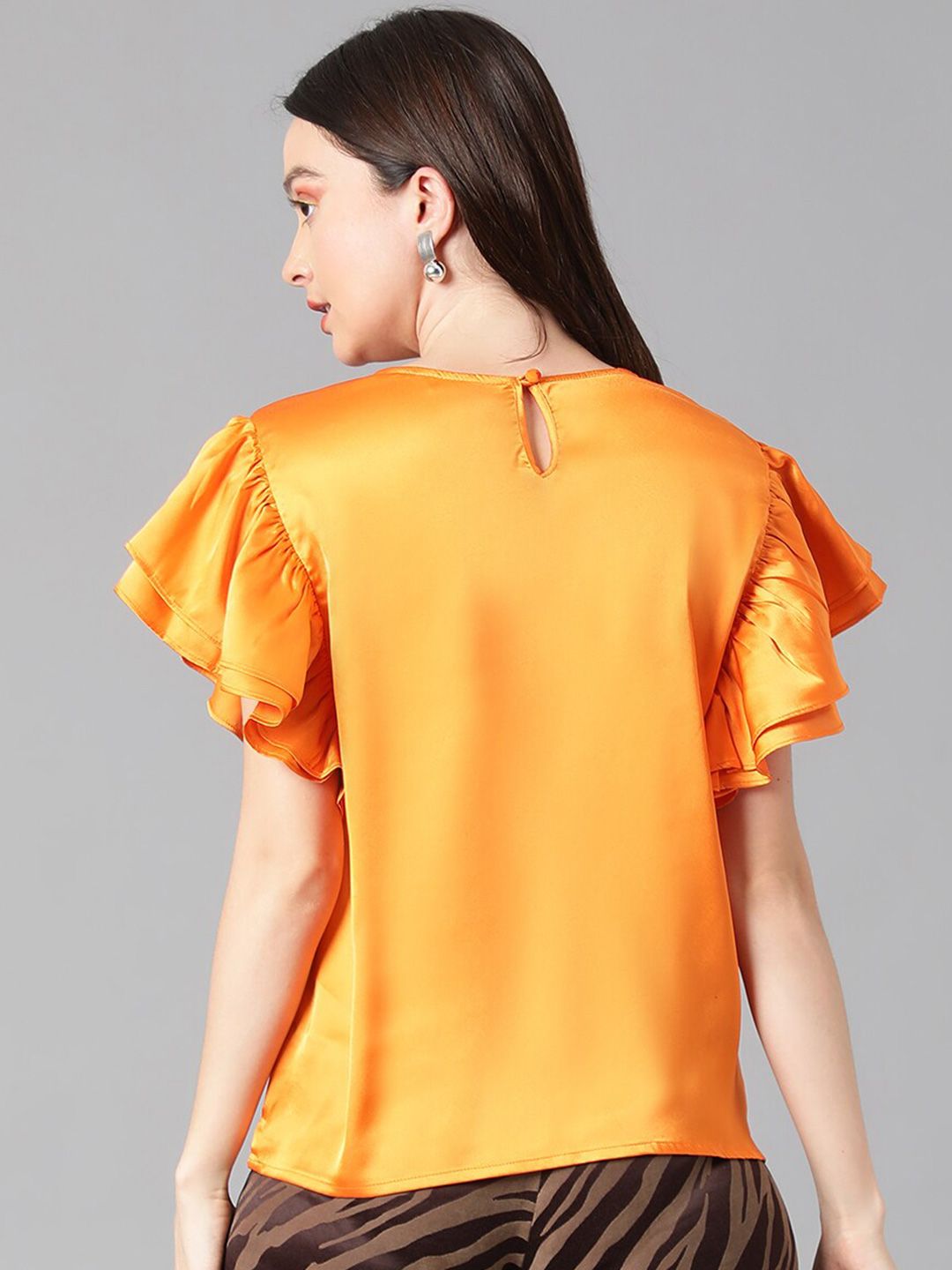 Kotty Flutter Sleeve Satin Top