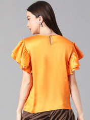 Kotty Flutter Sleeve Satin Top
