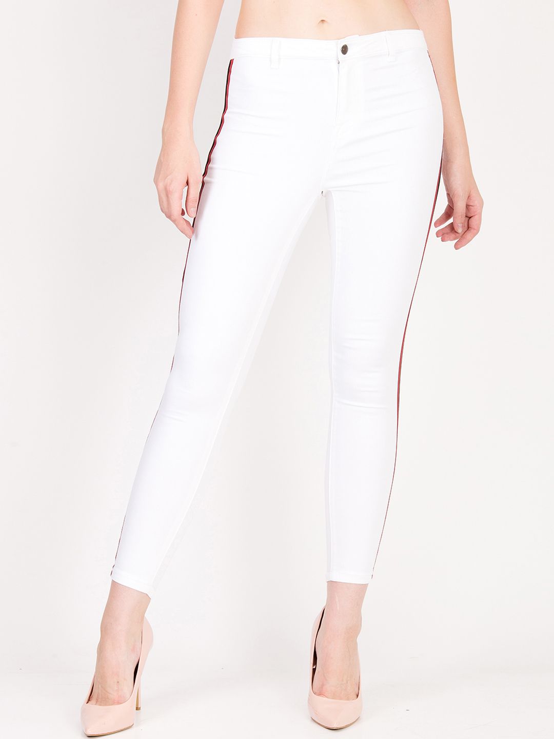 Kotty Women White Skinny Fit High-Rise Clean Look Stretchable Jeans