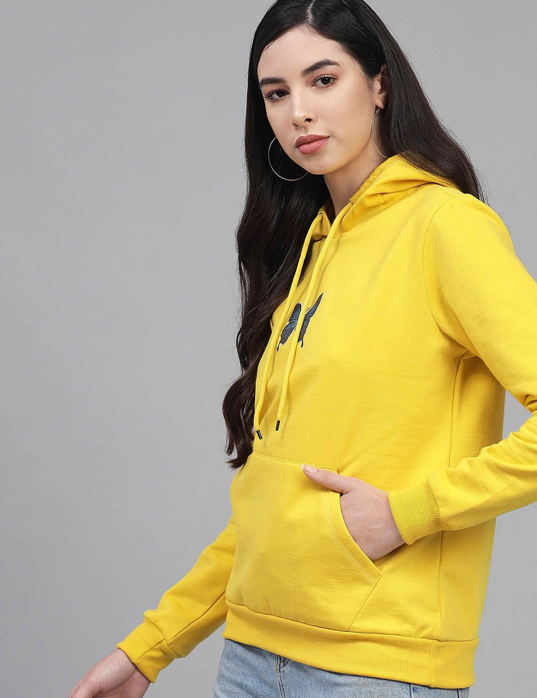 Kotty Women Yellow Hooded Sweatshirt