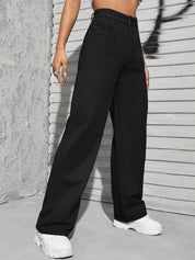 KOTTY Basics Women Black Jean Straight Fit High-Rise Clean Look Stretchable Jeans