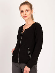 Kotty Women Black Self Design Open Front Jacket