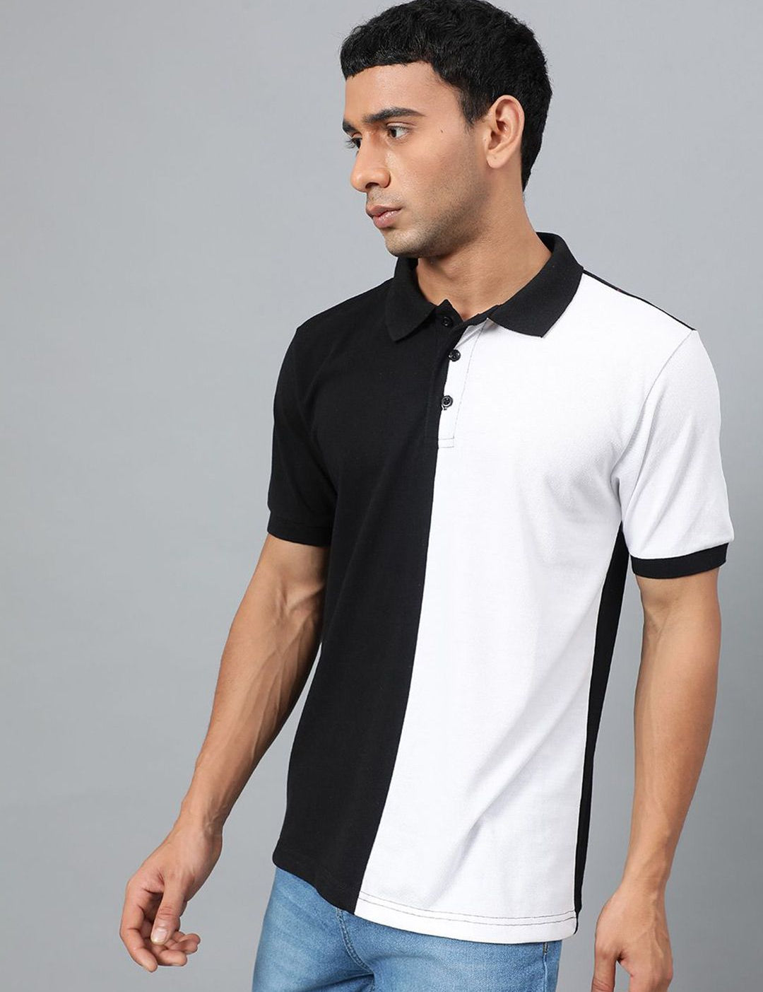 Kotty Men Colourblocked Polo Collar T-shirt