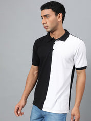 Kotty Men Colourblocked Polo Collar T-shirt