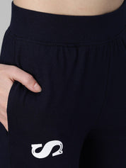 Kotty Women Navy Blue & White Printed Joggers