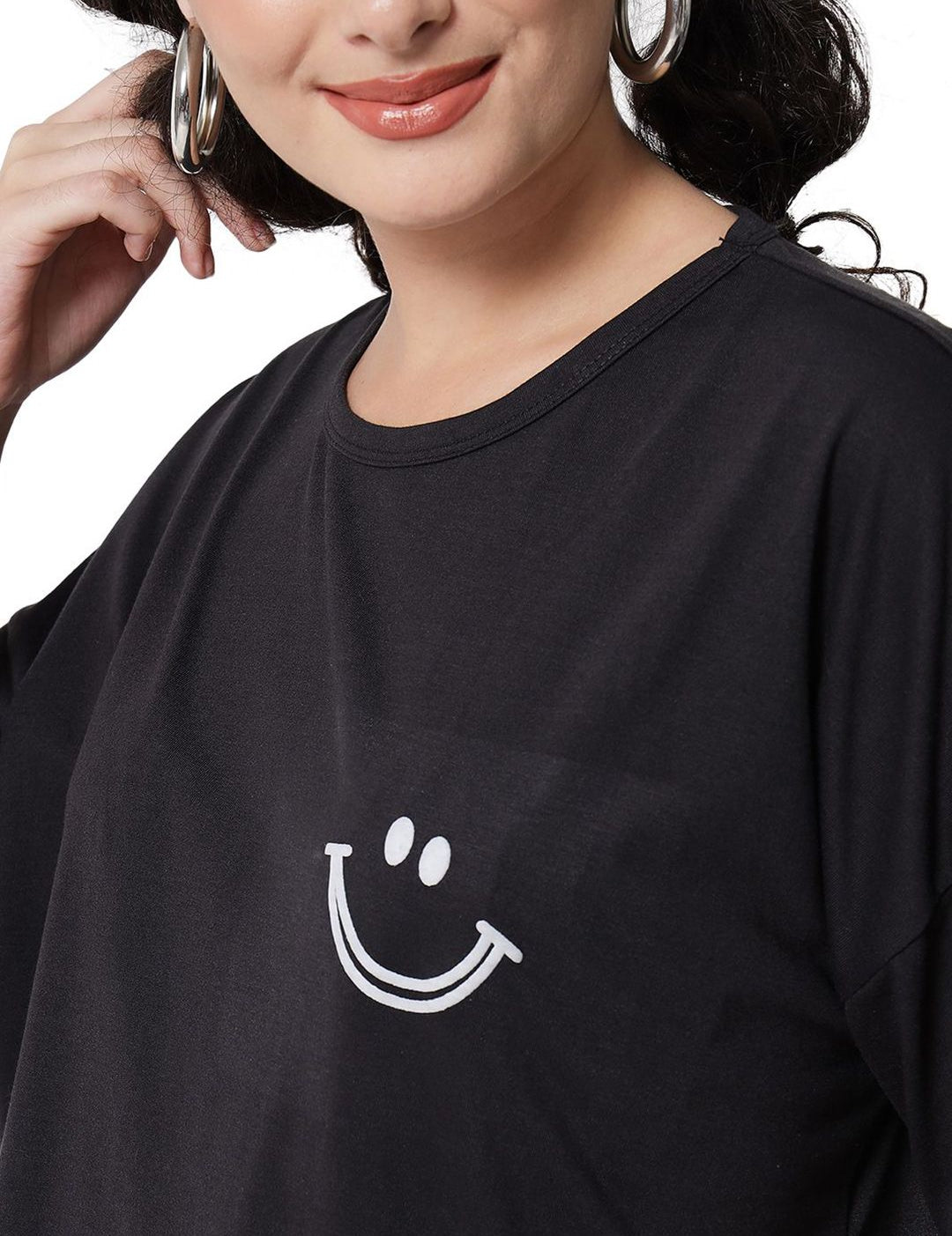 Kotty Women Graphic Printed Round Neck  Oversized T-shirt