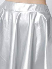 Kotty Women Silver Solid Flared Mini Skirt