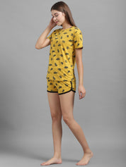 Kotty Women Yellow Printed Night suit