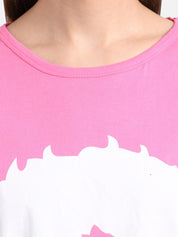 Kotty Women Blue Colourblocked Round Neck T-shirt